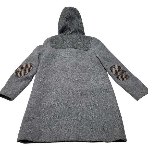 J. Crew Collection gray tweed wool houndstooth duffel hooded toggle coat - Picture 4 of 9